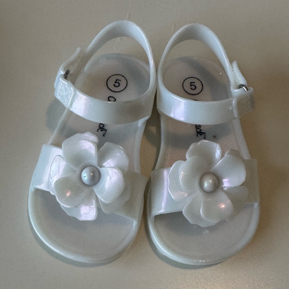 Lot of 4, size 5 baby/toddler sandals flats Cat & Jack - Easter spring shoes - Picture 4 of 8